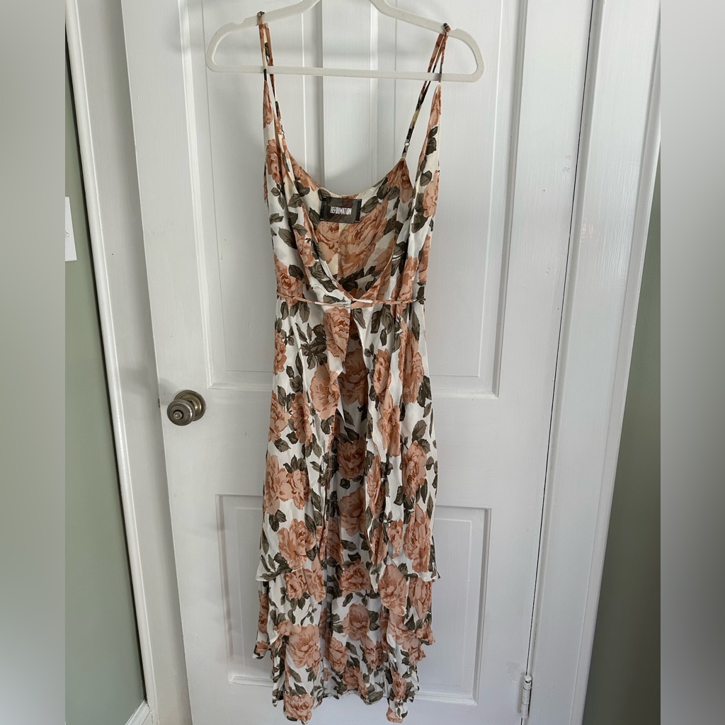 Reformation Size Small Floral Print Midi Wrap Dress